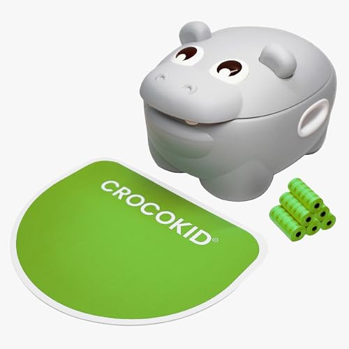 CROCOKID® Hippo Potty – Töpfchen für Babys, 1 bis 4 Jahre, kleiner Töpfchen für Babys, WC + Zubehör, Töpfchen für Kinder, tragbarer Baby-Topf, 3-in-1 | 0-25 kg | verspieltes Design Nilpferd, Grün