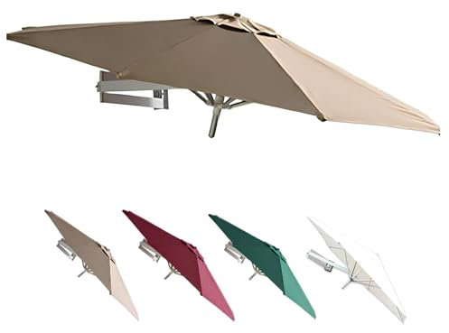 Ombrellone da Esterno da Parete da 220 Cm - Parasole da Balcone Retrattile, Protezione UV E Impermeabile(Khaki)