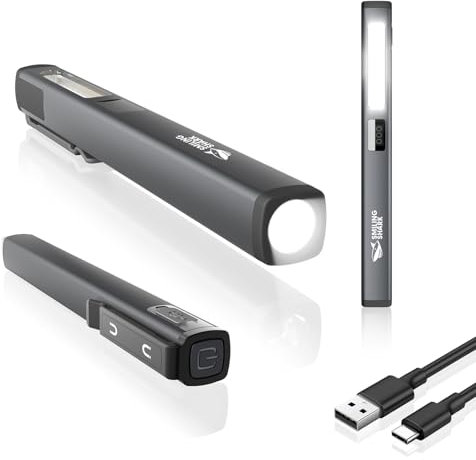 Smiling Shark Arbeitsleuchte, GZ-5112 LED Werkstattlicht Wiederaufladbare 6 Modus Licht Tragbar Stiftlampe Werkstattlampe mit Magnet & Clip Pen Light für Reparatur Garage Camping Working Inspektions