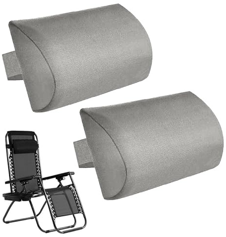 Hearda 2 Stück Kopfkissen für Chaiselongue, Wasserdicht Kopfstützenkissen für Liege mit Elastischem Band für Outdoor Garten Patio Strandkorb Deko (36 * 17 * 6cm,Hellgrau)