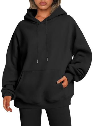 Fjquamitix Womens Hoodies Oversized Sweatshirts Pullover Fleece Sweaters Casual Tops Long Sleeve Winter Fall Outfits Fashion Y2k Clothes 2026 (UK, Alpha, M, Regular, Regular, Black)