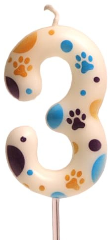 Avejjbaey Bougie d'anniversaire Imprimée Pattes De Chien 0-9 Fournitures Fête Prénatale Numérique Anniversaire Décoration Gâteau Dessert Décoration Gâteau Imprimée Pattes Chien