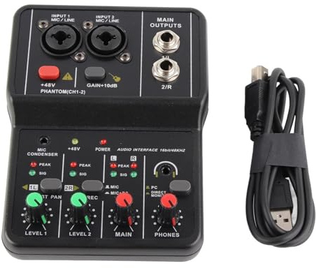 Mesa Mezclas DJ, Consola mezcladora de tarjeta de sonido USB 48V - Mezclador compacto
