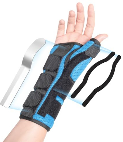 VIGORFIT Férula De Pulgar Ajustable - Soporte Para Muñeca Izquierda O Derecha, Alivio De Esguinces - Estabilizador De Aluminio Para Hombres Y Mujeres, Derecha, Talla M