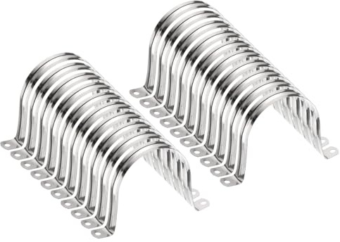 QUARKZMAN 20pcs Abrazaderas Conduit 3 9/16 Pulgadas 90mm Abrazadera Tubo U | M90 Correa Para Tubo Rígido Acero Inox Soporte En Forma U Con Dos Agujeros Para Fijar Tubos Mangueras Cables