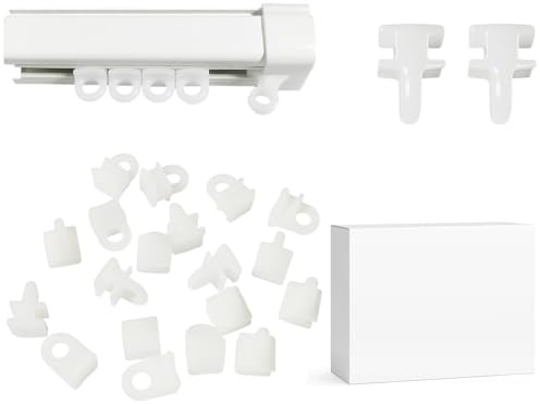 White Curtain Track Gliders Hooks,100 Pcs Curtain Glider Hooks for Slim Track Window Door Curtains 10mm x 6mm,Curtains Rail Gliders Rollers Runners Eyes Hook for Shower Ceiling