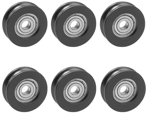 6St Runde Nylonscheibe U Nutrollenrollenrad 5x24x7mm U-Nutrolle, POM/Nylon Laufrolle noir als Nutrollenrad/Führungsrolle für Glas-Schiebetür, Fenster, Duschkabine, Schublade, Möbel, Alu-Profil