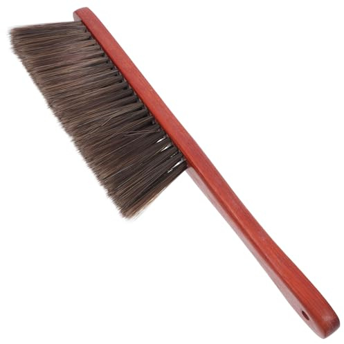 Balai à Main de Nettoyage à Long Manche en Bois Marron pour Cheminée | Brosse Souple, Design Ergonomique, Usage Polyvalent pour Voiture et Canapé
