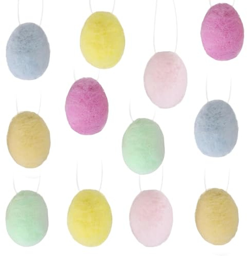 Uzndq 12 stück Filzostereier Mini Osteranhänger Eier,Mini Ostereier zum Aufhängen,Osterdeko zum Basteln,Osterdeko Frühlingsdeko Ostern Frühling