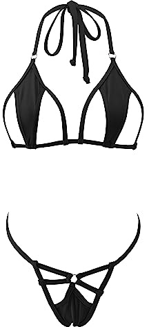 SHERRYLO Cut-Out mikrobikini mini badkläder baddräkt damer badkläder, svart, one size