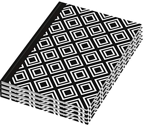 4er Pack Notizbuch/Kladde blankoblack & white Rhombus DIN A5