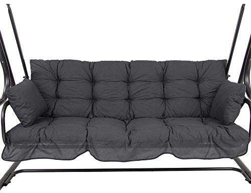 PATIO Hollywoodschaukel Auflage 170x50 Bankauflage grau Gartenschaukelauflage Sitzpolster Rückenlehne mit 2 Kissen gesteppt Ravenna