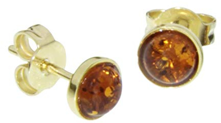Ohrstecker - Classic 5 mm - Gold 585/000 - Bernstein