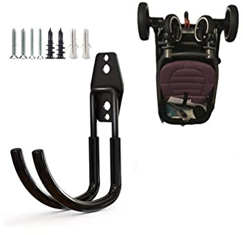 Gancio da parete per passeggino per bambini, gancio da parete per passeggino, gancio da parete per garage, gancio da parete per attrezzi da garage, organizer per attrezzi da garage (nero)