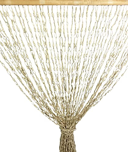 tex family Cortina Wood con cintas trenzadas de fibra natural, antiinsectos, color beige, 120 x 220 cm