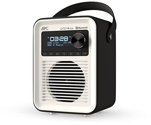 DAB, DAB+ & FM Radio with Bluetooth, USB & Micro SD Card | Mains and Builtin Battery Powered Portable Digital Radio | Arc Audio One - Black