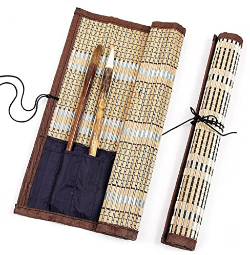Danlai Painting Brush Holder Portable Bamboo Rolling Bag Calligraphy Pen Case Curtain Pack Drawing Pen Pouch for Art Supplies