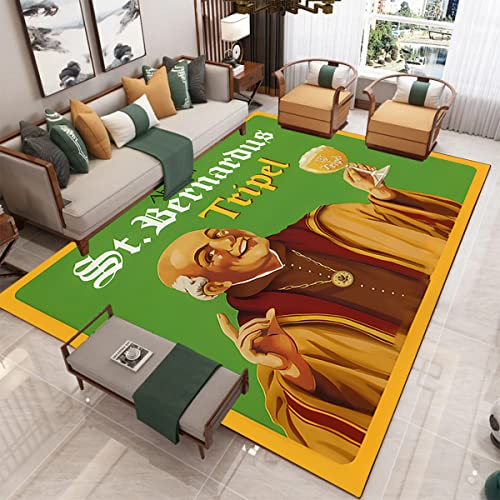 bailongma Marque de bière imprimé Flanelle Tapis Doux Belgique Tapis drôle Bar Club Décor Non dérapant Tapis de Sol D1362 140×200CM