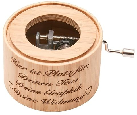 Spieluhr aus Bambus mit dem Weihnachtslied: O Tannenbaum - music box von Kurbelwerk green-line, Classic-Edition, gerahmt, mit GRAVUR
