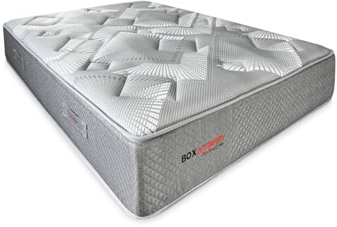 Duérmete Online - Colchón Viscoelástico Híbrido Box Hybrid con Núcleo de Muelles Ensacados, Confort Óptimo, Grosor 26cm, Firmeza Intermedia, Antiácaros Antibacteriano e Hipoalergénico 105 x 190