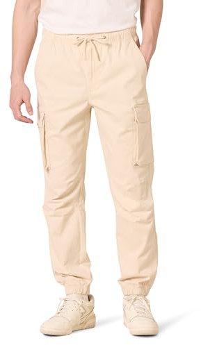 Amazon Essentials Pantalon de Jogging Cargo à Coupe Classique avec Cordon de Serrage Homme, Beige Clair, M
