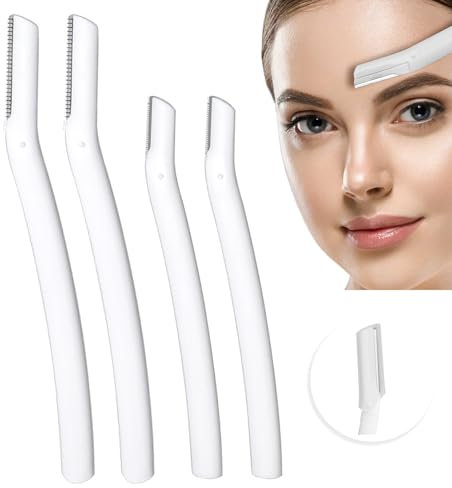 Ryaupy 4pcs rasoi delicati per Il Viso Donna - Rasoio per Sopracciglia con Rete Sicurezza a Breve Distanza - Strumento Professionale per dermaplaning (2 Lunghezze)