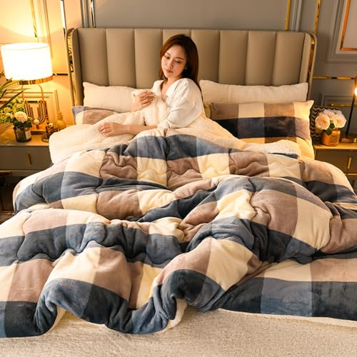 Steppdecke, Flauschige Kaschmir-Steppdecken für Allergiker, Bettdecke, Bettdecke, Winter-Steppdecke, Dicke Lamm-Kaschmir-Decke, verdickte Lamm-Kaschmir-Decke, C, 150 x 200 cm