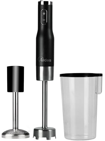 ARDES - ARMIX03 TRITANIUM Mélangeur à Plongée Minipimer Hachoir en titane - Mélangeur de cuisine avec tige inox 21 cm et accessoires presse-purée - 6 vitesses