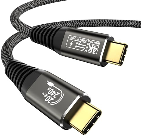 EUDOBEL USB C Kabel 4K@144Hz 5K@60Hz, 20Gbps Datenkabel USB C auf USB C Kabel 0,5m, 240W USB-C 3.2 Gen2 x 2 Ladekabel für Thunderbolt 4, Thunderbolt 3, iPhone 16, iPhone 15, MacBook, Switch, VR, SSD