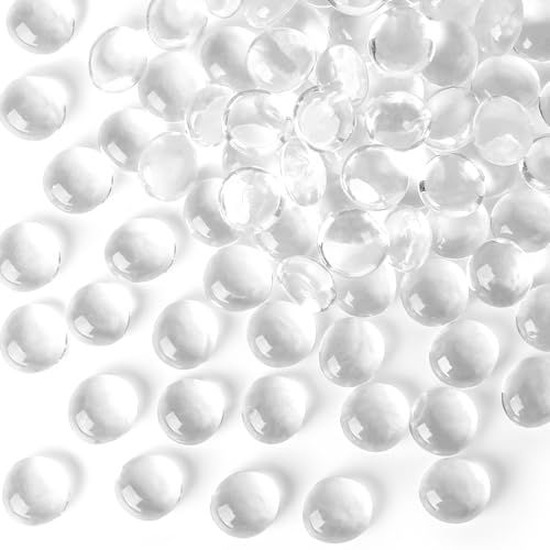 VGOODALL Clear Glass Pebbles 450g, 140-180PCS Mini Glass Beads for Vases, Fish Tank, Home Decor