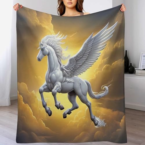 Pferd Wolldecke Wohndecke Warm & Kuschelig Waschbar, Überwurf Ideal Für Draußen, Camping, Couch, Bett, Reisen – Superweiche Wolldecke（140×180cm）