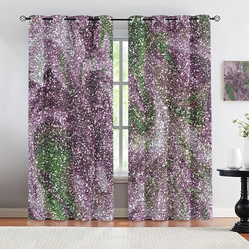 Lila Abstrakt Gardinen Wohnzimmer Mit Ösen, Mode Muster Vorhang Blickdicht für Kinderzimmer Schlafzimmer, Verdunklungsvorhänge Schallschutz Thermovorhang 2 x 100B x 160H cm