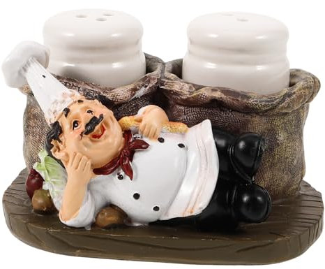 Resin Salt Shaker Jar Set Cartoon Chef Decoration for Kitchen Dining