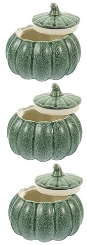 Ciieeo 3 Pz Coppa Zucca Cottura forno mini casseruola pentola zuppiera ciotole per zuppa contenitori per alimenti con coperchi teglie forno lattina ciotola da cucina ceramica