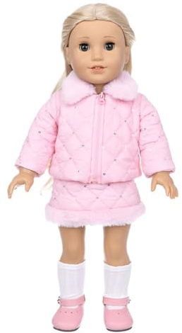 NIXNUT Puppenkleidung, Winter-Outfit, Baumwollmantel, Jacke, Hose, Rock, Anzug für amerikanische Mädchen, Puppe, 45,7 cm