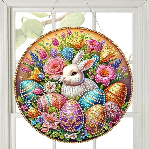 Generisch Diamond Art Painting Ostern, Diamond Paints Fensterbilder, ostern Deko, 5D Diamant Painting Set, Diamant Malerei Osterei Frühling Festliches Ornamente, Ostern-diamantmalerei-hängedekoration
