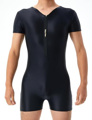 AIEOE Herren Glossy Jumpsuit Elastisch Leicht Overall Eng Galtt Bodysuit M-XL