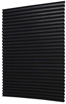 Scheibengardine Blickdicht 90 cm Hoch Selbstklebende Jalousien, Jalousien, Plissees, Jalousien ohne Lochung, Jalousien für Schlafzimmer und Zuhause, Schattenvorhänge Gardinen (Black, D90*180cm)