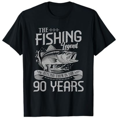 Fishing Legend 90 Years Old Gift Fisherman 90th Birthday Men T-Shirt