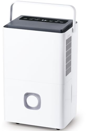 Megonia Deshumidificador Eléctrico Portátil de Humedad: 65L/Día Bajo Consumo Drenaje Continuo con Tubo y Depósito 4,5 L Silencioso para Casa/Baño/Habitación/Garaje/Oficina/Trastero
