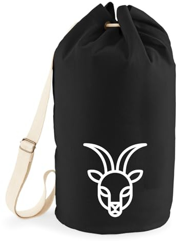 Huuraa Seesack Steinbock Sternzeichen Symbol 20 Liter Black Baumwolle Rucksack Geschenkidee