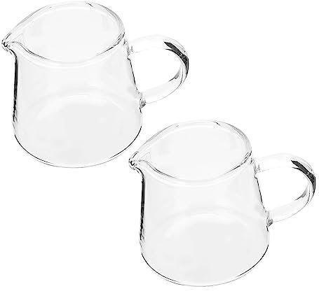 PEPLAYTAL 2piezas Tazas De Leche De Vidrio Transparente Dispensador De Jarras Multiusos para Café y Leche para Cocina y Desayuno