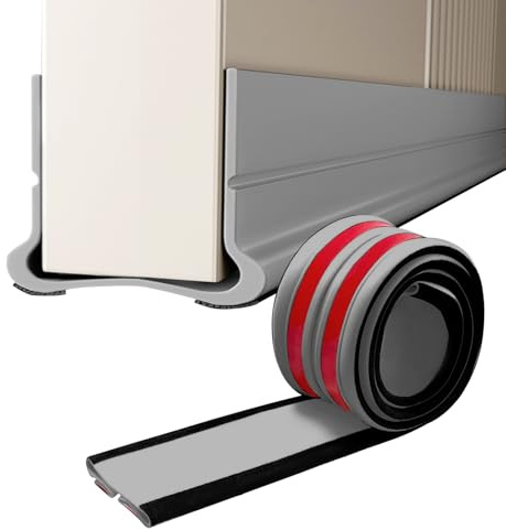 Burlete Bajo Puerta Exterior, Junta de Puerta Insonorizante Inferior Autoadhesiva, Aplicable para Múltiples Áreas Dentro del Hogar (Gris)