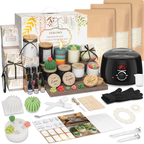 ZEROMX Candle Making Kits for Adults Beginners, 103PCS 1200g Wax DIY Candle Making Kit with Electric Wax Melter Pot, All in Kit Candle Making Supplies Accessory, Candle Maker Set to Make Your Own