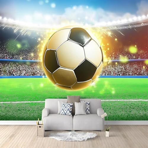 Fotomurales Decorativos Pared Fútbol 250x175 cm Papel Pintado Tejido No Tejido Estadio Fotomural 3D Mural Paredes Papel Tapiz Decoración Salón o Dormitorio a-4275