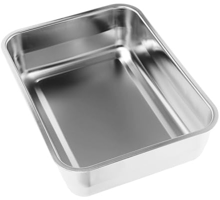 Toyvian Plat à Rôtir Rectangulaire Acier Inoxydable Bac de Cuisson Épais pour Four Adapté Grill Poisson et Fruits de Mer Surface Lisse Facile à Nettoyer Usage Maison et Professionnel
