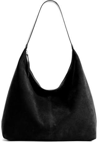 KALIDI Damen Shopper Handtasche Schultertasche Wildleder Tote Bag Vintage Hobo Tasche mit Reißverschluss Groß für Arbeit Schule Shopper Lässige täglich