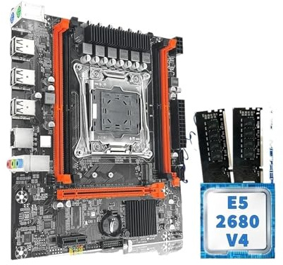 Kit de Placa Base X99 con LGA2011-3 Xeon E5 2680 V4 y DDR4 de 16 GB (2 x 8 GB) a 2133 MHz, Doble M.2 NVME(Motherboard+CPU)