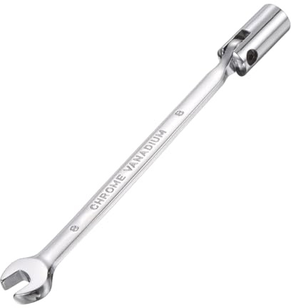 sourcing map Llave combinada de cabeza giratoria de 8 mm, llave inglesa de acero CR-V giratoria, cabeza torx, llaves de extremo abierto, llave de espejo para reparación de automóviles