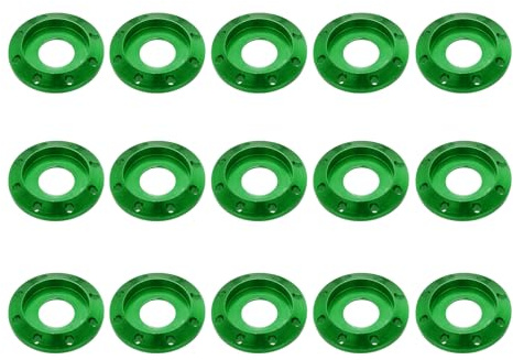 sourcing map Arandela M8 de aluminio con ocho agujeros, arandela de disco de aleación de aluminio anodizada colorida junta decorativa para drones/RC/FPV/motocicleta eléctrica (paquete de 15, verde)